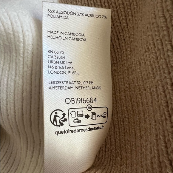 Free People Checker Easy Street Oversized Tunic Sweater White Sand Size M NWT - Picture 10 of 10